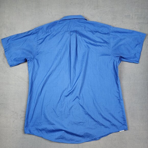 Puritan Button Up Shirt Men's Size 18 Big Blue Short Sleeve Wrinkle Free - Picture 7 of 7
